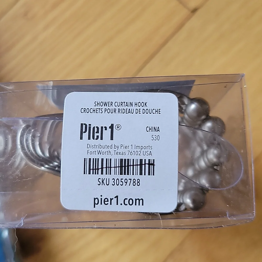 Pier 1 Shower Curtain and 12 Shower Hooks